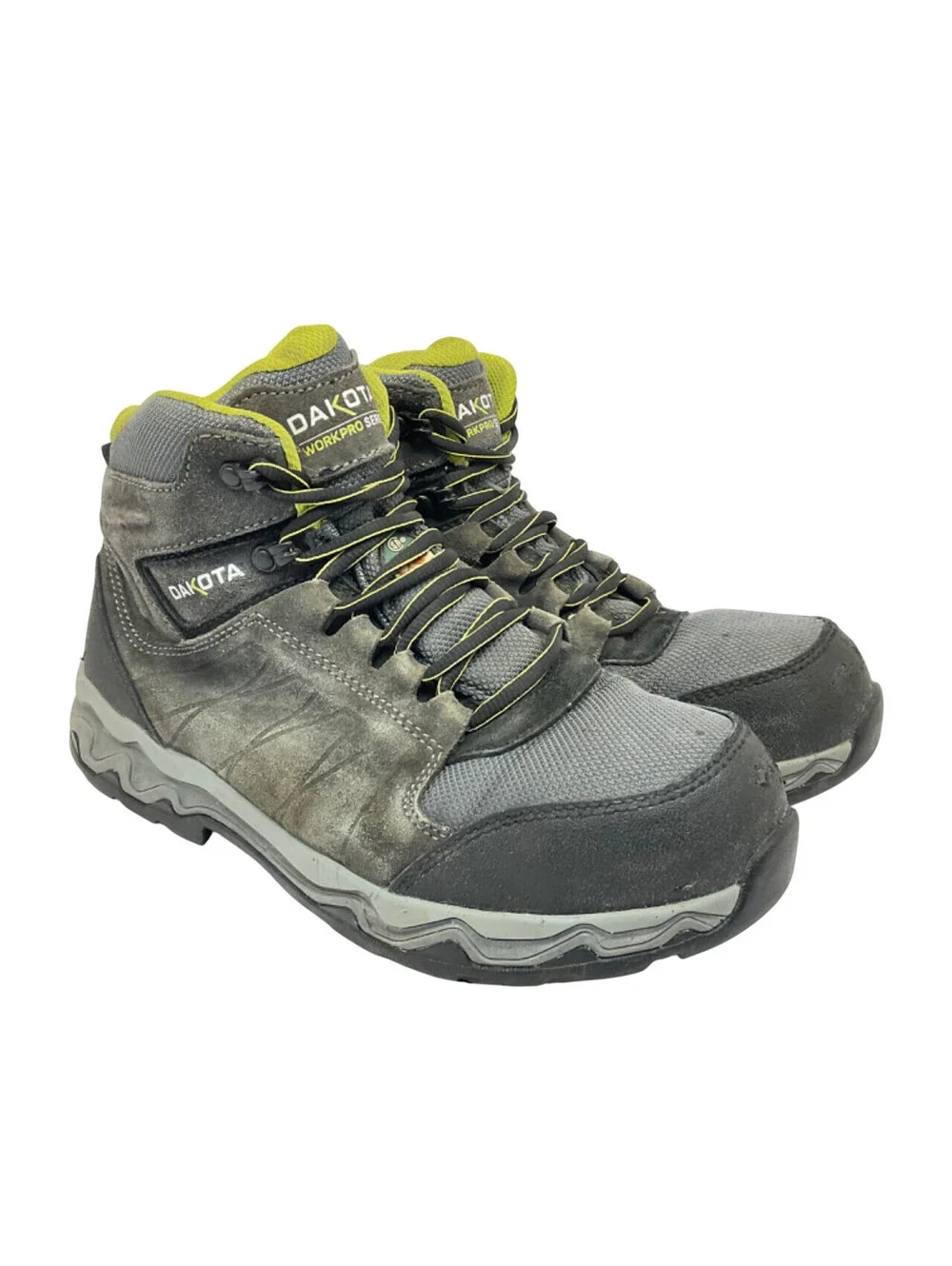 DAKOTA Men's Mid-Cut Quad Comfort ATCP Safety Hiking Boots 2126 Grey/Green 9M